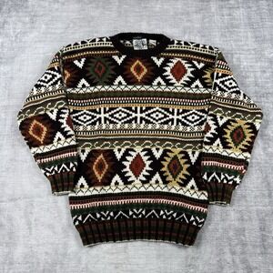 Gant Salty Dog Sweater Mens Medium White Vintage 90s Handknit Aztec Grandpa